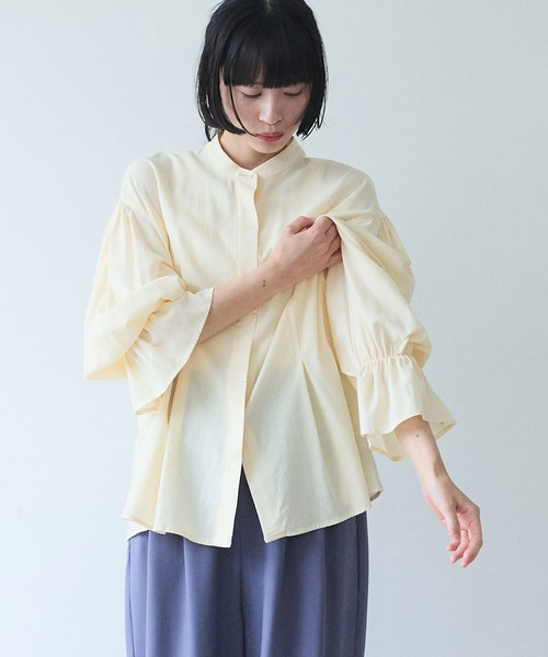 yuni（ユニ　）の「●cotton gather sleeves ブラウス（シャツ/ブラウス・レディース・イエロー/サックスブルー/ブラック・FREE）」の15枚目の写真