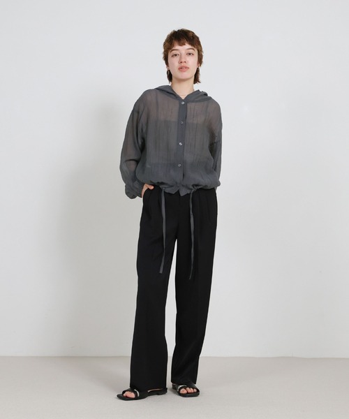 select MOCA（セレクトモカ）の「フード付き楊柳ドロストブラウス（シャツ/ブラウス・レディース・スミクロ/オフホワイト・FREE）」の3枚目の写真
