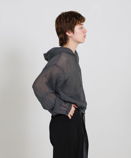 select MOCA（セレクトモカ）の「フード付き楊柳ドロストブラウス（シャツ/ブラウス・レディース・スミクロ/オフホワイト・FREE）」の7枚目の写真