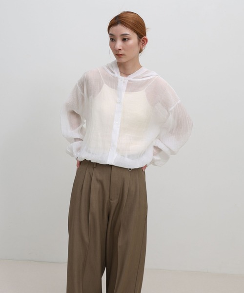 select MOCA（セレクトモカ）の「フード付き楊柳ドロストブラウス（シャツ/ブラウス・レディース・スミクロ/オフホワイト・FREE）」の21枚目の写真