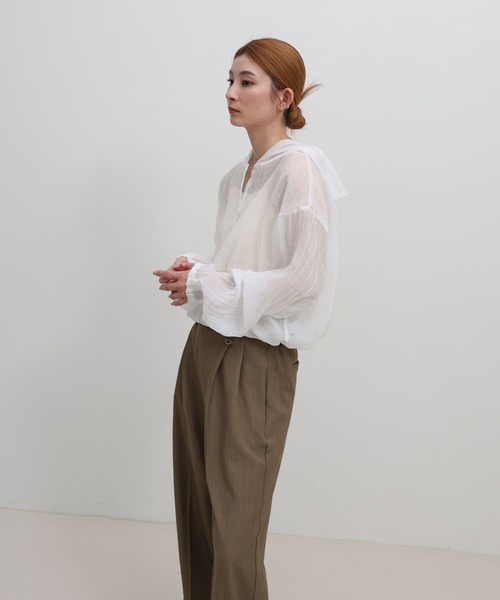 select MOCA（セレクトモカ）の「フード付き楊柳ドロストブラウス（シャツ/ブラウス・レディース・スミクロ/オフホワイト・FREE）」の18枚目の写真