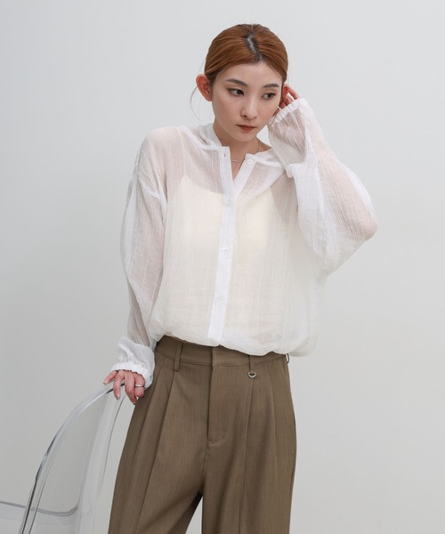 select MOCA（セレクトモカ）の「フード付き楊柳ドロストブラウス（シャツ/ブラウス・レディース・スミクロ/オフホワイト・FREE）」の20枚目の写真