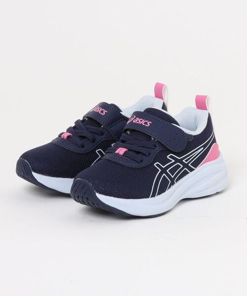 ASICS(アシックス)の「ASICS KIDS LAZERBEAM アシックス レーザービーム MP-MG-PS キッズスニーカー 子供靴 運動会 1本ベルト シューズ 1154A221 401 ネイビーブルー/ライトブルー(スニーカー・キッズ・ブルー系その他/コバルトブルー/ピンク系その他/ブラック系その他・16.0cm/17.0cm/18.0cm/19.0cm/20.0cm)」の1枚目の写真