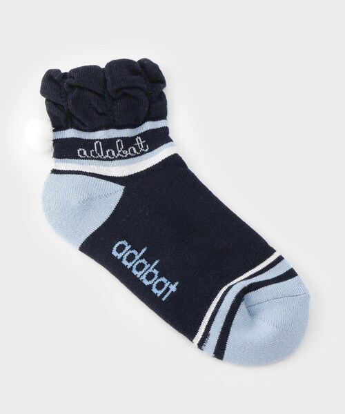 adabat（アダバット）の「ボーダーフレンチショートソックス（ソックス/靴下・レディース・ネイビー/ホワイト/ライトグレー・00）」の3枚目の写真