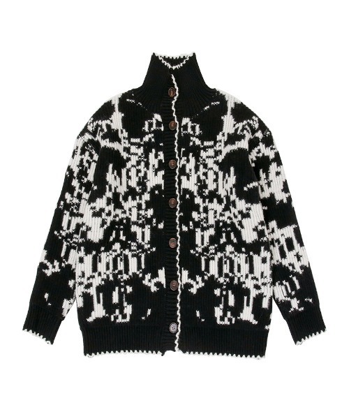 Rejoule(リジュール)の「2WAYカラー モザイク柄ニットカーディガン(カーディガン/ボレロ・レディース・ブラック/アイボリー・FREE)」の12枚目の写真