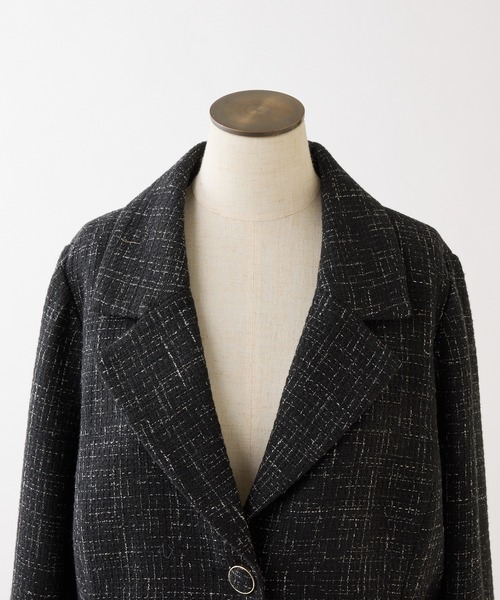 one after another NICE CLAUP(ワンアフターアナザーナイスクラップ)の「【premium order】セットで着れる/ツイードショートジャケット(テーラードジャケット・レディース・アイボリー/ブラック/ミント・FREE)」の4枚目の写真