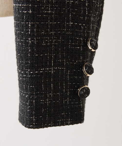 one after another NICE CLAUP(ワンアフターアナザーナイスクラップ)の「【premium order】セットで着れる/ツイードショートジャケット(テーラードジャケット・レディース・アイボリー/ブラック/ミント・FREE)」の7枚目の写真