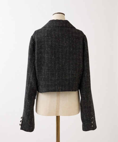 one after another NICE CLAUP(ワンアフターアナザーナイスクラップ)の「【premium order】セットで着れる/ツイードショートジャケット(テーラードジャケット・レディース・アイボリー/ブラック/ミント・FREE)」の8枚目の写真