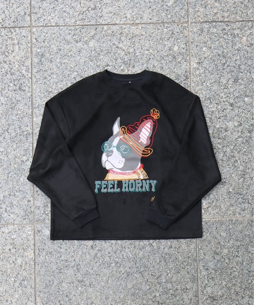 ATELANE（アテレーン）の「ATELANE / スウェードポンチ/アソート/刺繍デザイン/ロングスリーブ（Tシャツ/カットソー・メンズ・ベージュ/ブラック系その他2/ブラック/ブルー/ホワイト系その他2/ブラック系その他/グレー/ホワイト系その他/アイボリー・LARGE/X-LARGE/MEDIUM）」の6枚目の写真