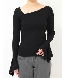 LAGUNAMOON | シアーパターンカフスリブニットプルオーバー(ニット/セーター)