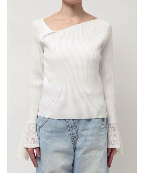 LAGUNAMOON（ラグナムーン）の「シアーパターンカフスリブニットプルオーバー（ニット/セーター・レディース・ブラック/ラベンダー/ホワイト・FREE）」の15枚目の写真