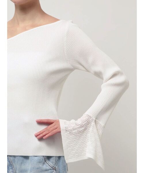 LAGUNAMOON（ラグナムーン）の「シアーパターンカフスリブニットプルオーバー（ニット/セーター・レディース・ブラック/ラベンダー/ホワイト・FREE）」の19枚目の写真