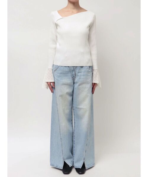 LAGUNAMOON（ラグナムーン）の「シアーパターンカフスリブニットプルオーバー（ニット/セーター・レディース・ブラック/ラベンダー/ホワイト・FREE）」の22枚目の写真