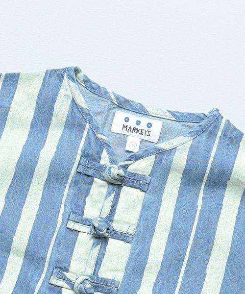 MARKEY'S（マーキーズ）の「デニム半袖チャイナシャツ（シャツ/ブラウス・キッズ・ライトブルー/ネイビー・150/140/130/120/110/100/90）」の12枚目の写真