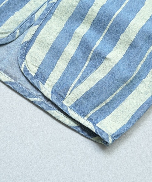 MARKEY'S（マーキーズ）の「デニム半袖チャイナシャツ（シャツ/ブラウス・キッズ・ライトブルー/ネイビー・150/140/130/120/110/100/90）」の16枚目の写真
