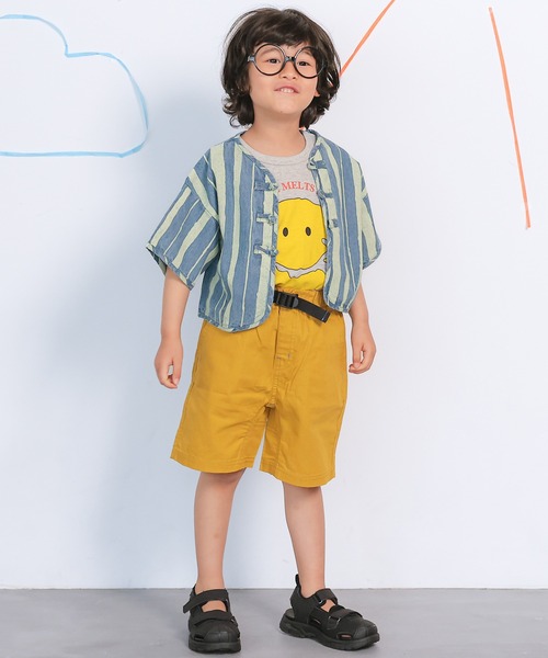 MARKEY'S（マーキーズ）の「デニム半袖チャイナシャツ（シャツ/ブラウス・キッズ・ライトブルー/ネイビー・150/140/130/120/110/100/90）」の4枚目の写真