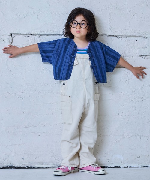 MARKEY'S（マーキーズ）の「デニム半袖チャイナシャツ（シャツ/ブラウス・キッズ・ライトブルー/ネイビー・150/140/130/120/110/100/90）」の7枚目の写真