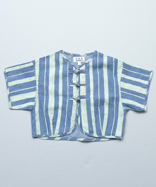 MARKEY'S（マーキーズ）の「デニム半袖チャイナシャツ（シャツ/ブラウス・キッズ・ライトブルー/ネイビー・150/140/130/120/110/100/90）」の3枚目の写真