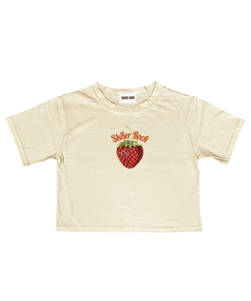 SK8ER ROCK(スケーターロック)の「ストロベリークロップTシャツ(クリーム)(Tシャツ/カットソー・レディース・その他・ONE SIZE)」の1枚目の写真
