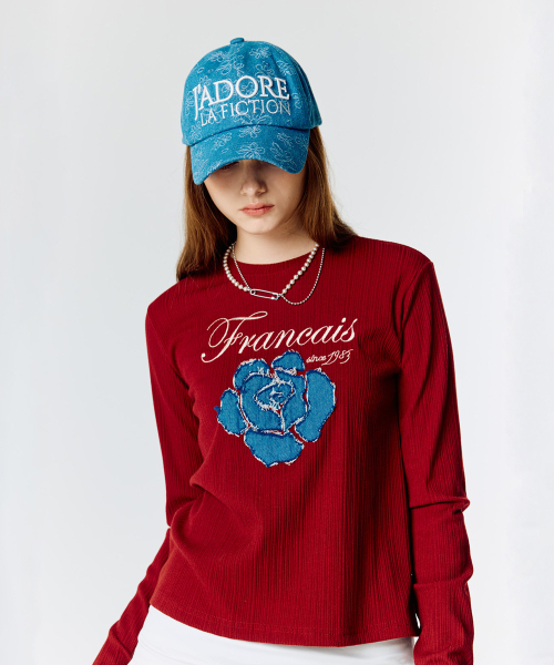 LARTIGENT(ラーティゼン)の「L15 ROSE PATCH T-SHIRT (WINE)(Tシャツ/カットソー・レディース・その他・FREE)」の2枚目の写真