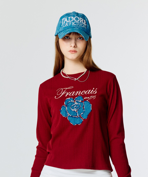 LARTIGENT(ラーティゼン)の「L15 ROSE PATCH T-SHIRT (WINE)(Tシャツ/カットソー・レディース・その他・FREE)」の3枚目の写真