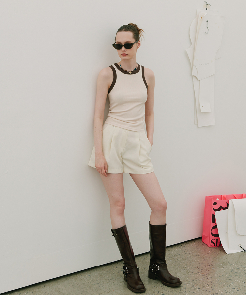 320SHOWROOM(320ショールーム)の「Ribbed Color-Blocked Sleeveless T Cream beige(Tシャツ/カットソー・レディース・その他・ONE SIZE)」の4枚目の写真