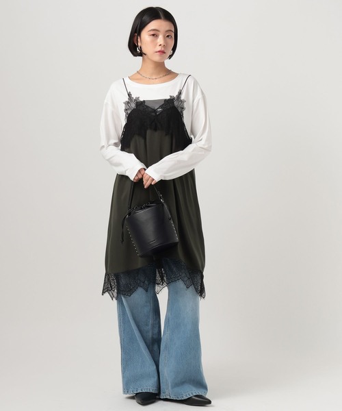 BAYFLOW（ベイフロー）の「[トレンドアイテム]スリップドレス（ワンピース・レディース・アイボリー/チャコール・FREE）」の13枚目の写真