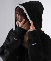 Riberry | 袖ロゴ刺繍レースダブルジップパーカー(パーカー)