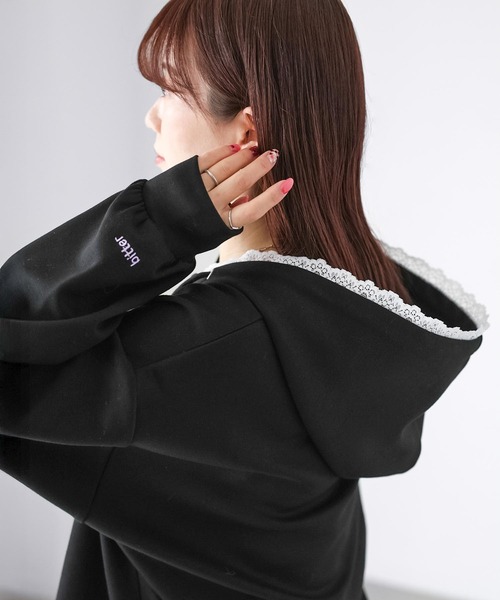 セール】袖ロゴ刺繍レースダブルジップパーカー（パーカー）｜Riberry