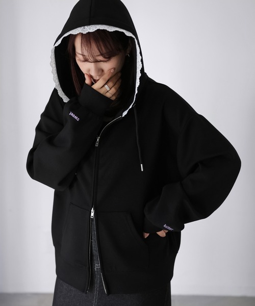 セール】袖ロゴ刺繍レースダブルジップパーカー（パーカー）｜Riberry