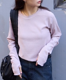 【AIRY DAYシリーズ】サムホール付き クルーネック メローロンT〈マシンウォッシャブル/UVカット〉