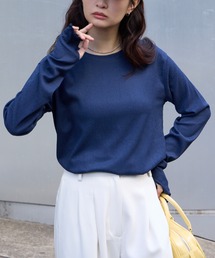 Tシャツ/カットソー（ブルー・ネイビー/青色系・長袖）ファッション