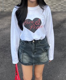 ハート英字ロゴロンT／長袖Tシャツ