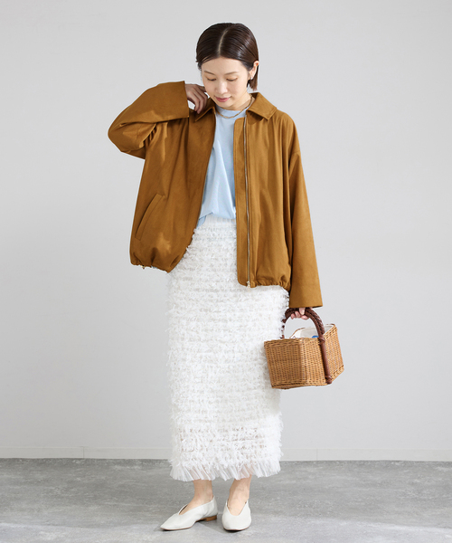 IENA（イエナ）の「フェイクスエードブルゾン（ライダースジャケット・レディース・キャメル・FREE）」の3枚目の写真