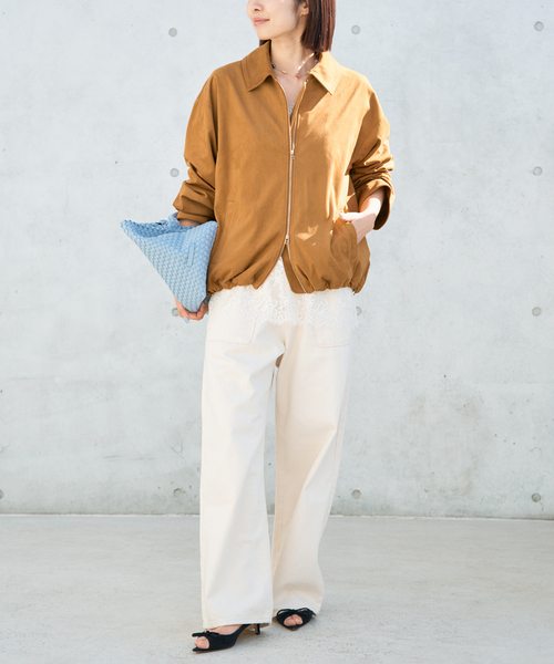 IENA（イエナ）の「フェイクスエードブルゾン（ライダースジャケット・レディース・キャメル・FREE）」の4枚目の写真