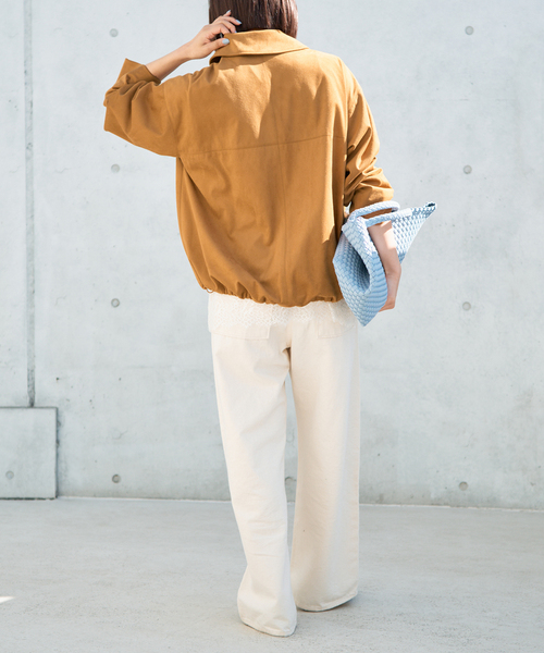 IENA（イエナ）の「フェイクスエードブルゾン（ライダースジャケット・レディース・キャメル・FREE）」の6枚目の写真