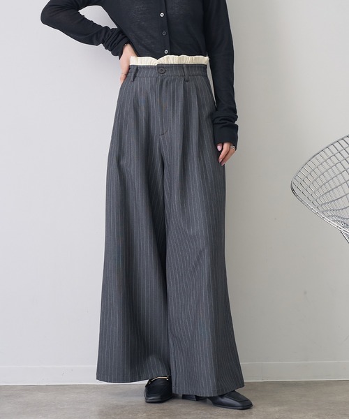 NOGLE（ノグル）の「【NOGLE/ノグル】ウエストフリルレーススラックス（スラックス・レディース・ブラック系/グレー/グレー系/アイボリー系/ブラック・FREE）」の4枚目の写真