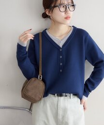 【WEB限定】レイヤード風リングドットヘンリーネックプルオーバー