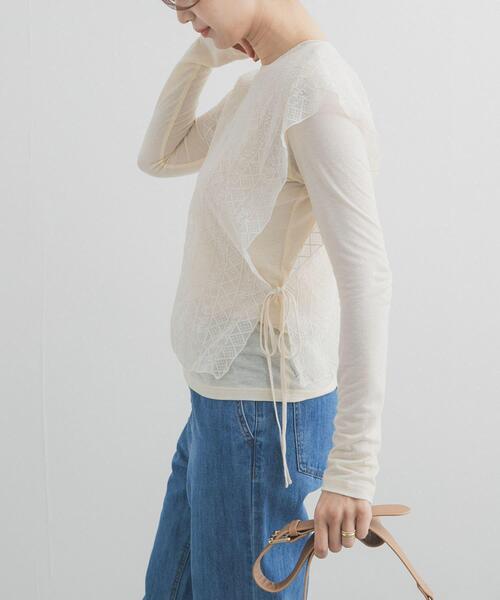 URBAN RESEARCH DOORS（アーバンリサーチドアーズ）の「2WAYレースカバー | レースベスト/セレモニー/オケージョン/入卒式/お呼ばれ/フェミニン/きれいめ/結婚式/レイヤード（ストール/ショール・レディース・ブラック/ナチュラル・ONE）」の4枚目の写真