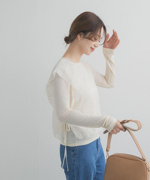 URBAN RESEARCH DOORS（アーバンリサーチドアーズ）の「2WAYレースカバー | レースベスト/セレモニー/オケージョン/入卒式/お呼ばれ/フェミニン/きれいめ/結婚式/レイヤード（ストール/ショール・レディース・ブラック/ナチュラル・ONE）」の6枚目の写真