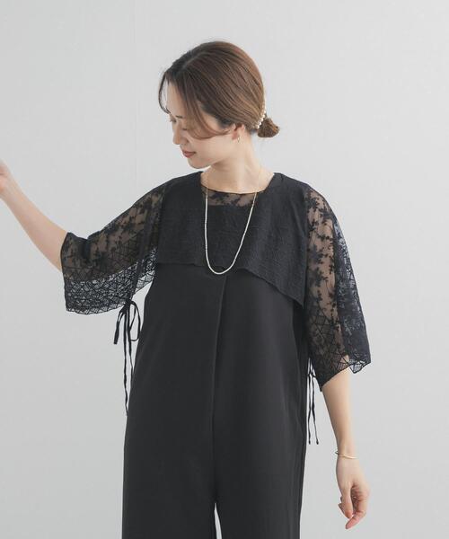 URBAN RESEARCH DOORS（アーバンリサーチドアーズ）の「2WAYレースカバー | レースベスト/セレモニー/オケージョン/入卒式/お呼ばれ/フェミニン/きれいめ/結婚式/レイヤード（ストール/ショール・レディース・ブラック/ナチュラル・ONE）」の16枚目の写真