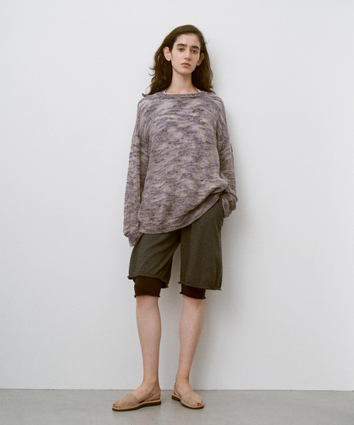 UNFIL(アンフィル)の「UNFIL アンフィル / linen & silk melange slub yarn P/O リネンシルクメランジスラブヤーンプルオーバー / WXSP-UW101(ニット/セーター・レディース・バイオレット/クリーム・1)」の3枚目の写真