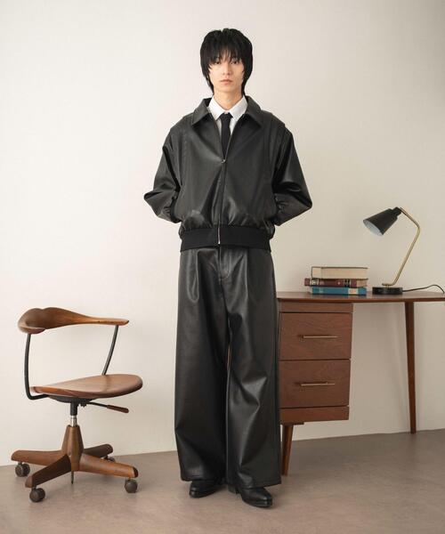 LUCY（ルーシー）の「LUCY/【26年春新作】PUタックボンバージャケット（ライダースジャケット・メンズ・ブラック・MEDIUM/LARGE）」の2枚目の写真