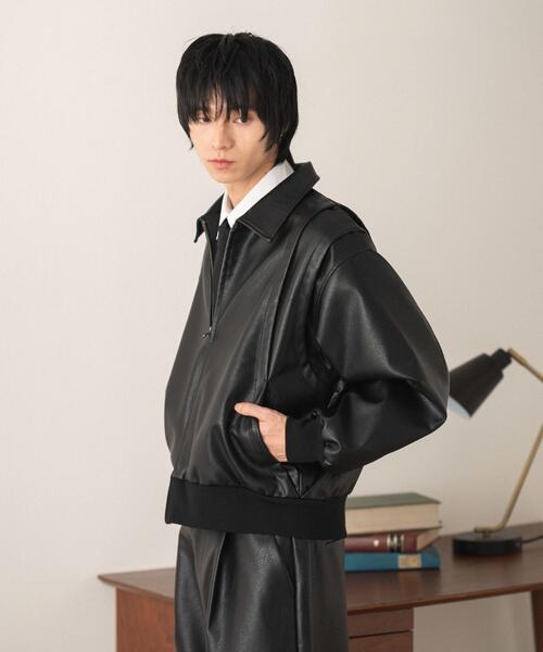 LUCY（ルーシー）の「LUCY/【26年春新作】PUタックボンバージャケット（ライダースジャケット・メンズ・ブラック・MEDIUM/LARGE）」の8枚目の写真