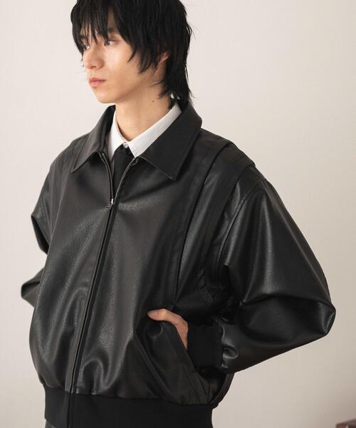 LUCY（ルーシー）の「LUCY/【26年春新作】PUタックボンバージャケット（ライダースジャケット・メンズ・ブラック・MEDIUM/LARGE）」の10枚目の写真