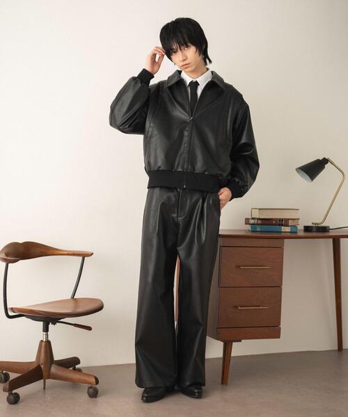 LUCY（ルーシー）の「LUCY/【26年春新作】PUタックボンバージャケット（ライダースジャケット・メンズ・ブラック・MEDIUM/LARGE）」の13枚目の写真