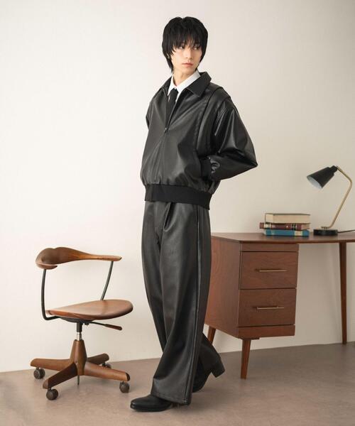 LUCY（ルーシー）の「LUCY/【26年春新作】PUタックボンバージャケット（ライダースジャケット・メンズ・ブラック・MEDIUM/LARGE）」の14枚目の写真