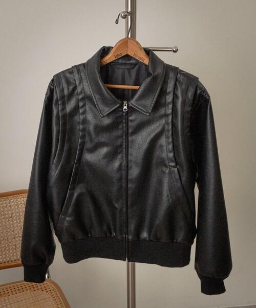 LUCY（ルーシー）の「LUCY/【26年春新作】PUタックボンバージャケット（ライダースジャケット・メンズ・ブラック・MEDIUM/LARGE）」の16枚目の写真