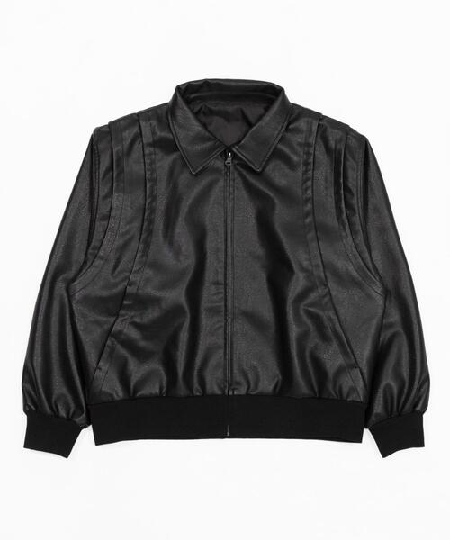 LUCY（ルーシー）の「LUCY/【26年春新作】PUタックボンバージャケット（ライダースジャケット・メンズ・ブラック・MEDIUM/LARGE）」の17枚目の写真