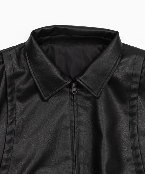 LUCY（ルーシー）の「LUCY/【26年春新作】PUタックボンバージャケット（ライダースジャケット・メンズ・ブラック・MEDIUM/LARGE）」の19枚目の写真